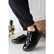 Shemard Piona Siyah Rugan Yeşil Tabanlı Spor Ayakkabı