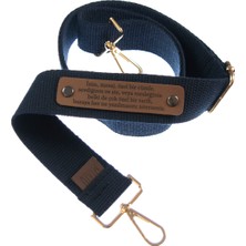 Lacivert Renk, Moda Severlere Özel, Hediyelik Deri Detaylı Çanta Kayışı, 140 Cm, İsme Özel Tasarım