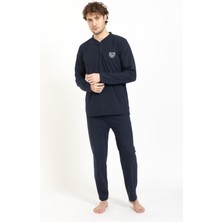 Meri Erkek Mavi Battal Büyük Beden Pamuklu Pijama Takımı ERCA300-283F