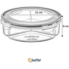 3 Bölmeli Sızdırmaz Contalı Kilitli Kapaklı 1,35 Litre Yuvarlak Erzak Saklama Kabı LC-500