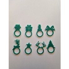 Hobi Kafe Yılbaşı Temalı 8 Li Yeşil Renk Peçete Halkası x Yüzüğü (Sert Plastiktir)