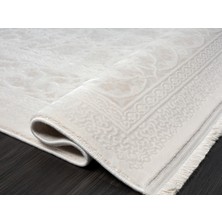 Karmen Halı Truva TV003A Krem Kenar Çerçeveli Motif Desenli Kalın Akrilik Tozuaz Modern Halı Klasik Salon Halı