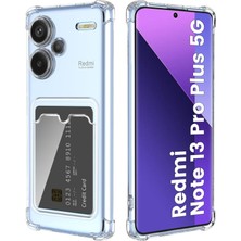 Case World Xiaomi Redmi Note 13 Pro Plus Kapak Kamera Korumalı Kartlıklı Darbe Emici Özellikli Şeffaf Silikon Kılıf