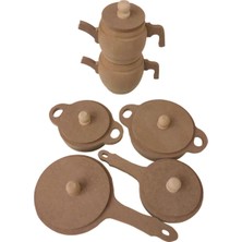 Hedefixtoys Ahşap Oyuncak Tencere Tava Çaydanlık Tabak Seti