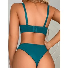 Life Luxury - Dantelli Kadın Bralet Seti, B Kup ve Yüksek Belli- Düz Renk, Fiyonksuz, Orta Destek, Yetişkin Bedeni- Iç Çamaşırı Takımı
