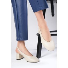 Mio Gusto Karina Ten Renk Kalın Topuklu Arkası Açık Kadın Ayakkabı