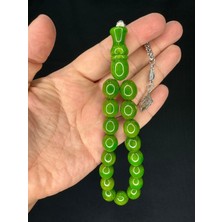 Anemore Collection Efe Boy Maskot Şak Şak Tesbih Koyu Yeşil Renk Çubuk Kehribar Büyük Boy T-734