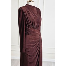 Yonca Moda Evi Store Bakır Drapeli Abiye 4901