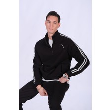 Regular Fit Hakim Yaka Şerit Detaylı Sweatshirt