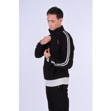 Regular Fit Hakim Yaka Şerit Detaylı Sweatshirt