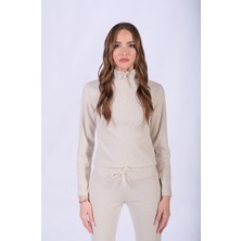 Slim Fit Fermuarlı Yaka Kaşkorse Bluz