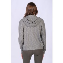 Slim Fit Kaşkorse Kapşonlu ve Fermuarlı Sweatshirt