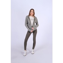 Slim Fit Kaşkorse Kapşonlu ve Fermuarlı Sweatshirt