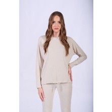 Oversize Kaşkorse Yuvarlak Yaka Sweatshirt