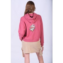 Eğlenceli Baskı Detaylı Oversize Kapüşonlu Sweatshirt