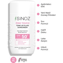 Sinoz SPF50+ Pink Touch Aydınlatıcı  Sıvı Güneş Kremi - Yeni Nesil Güneş Filtreleri İle Hibrit Formül 50ML