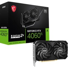 Msı Geforce 8gb RTX4060TI Ventus Gddr6 128 Bit 2x Black 8g Oc HDMI 3xdp DX12 Pcıe 4.0 X16