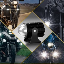 Dekohop Motosiklet Scooter Mini Sis Farı Set Delici Işık Beyaz Sarı Metal Kasa 12V/24V LED IŞIK
