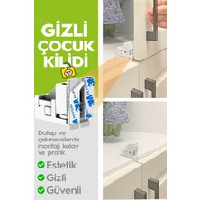 Diobaby Gizli Çocuk Kilidi - 4 Adet Kilit ile 8 Adet Dolap Kapağı Veya Çekmece Kilitler