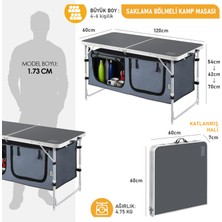 Haegs Saklama Dolaplı Kamp Masası, Katlanabilir Alüminyum Piknik Kamp Masası Mutfağı Dolabı Antrasit
