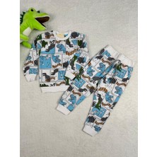Miny Kids Dinozor Desen Cepli 3iplik Erkek Çocuk Pijama Takım