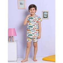 Miny Kids Araba Desenli Renkli Şort Pijama Takımı