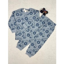 Miny Kids Traktör Desen Mavi Erkek Çocuk Pijama Takım