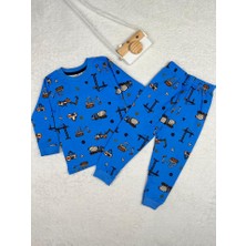Miny Kids Iş Makinası Desen Mavi Erkek Çocuk Pijama Takım