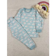 Miny Kids Kutup Ayısı Desen Mavi Kız Çocuk Pijama Takım