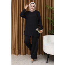 Fitilli Tunik Pantolon Ikili Takım 5570-03 Siyah