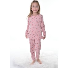 Miny Kids Çiçek Desenli Pembe Fitilli Çocuk Pijama Takımı