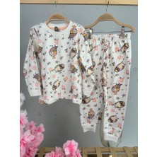 Miny Kids Baykuş Desen Beyaz Kız Çocuk Pijama Takım