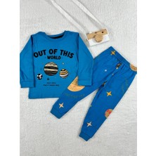 Miny Kids Dünya Desen Mavi Erkek Çocuk Pijama Takım