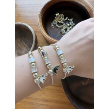 Mith Sb Takı Rodyum Kaplama Beyaz Nazar Fil Bileklik