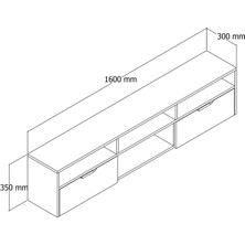 Smart Mobilya Tuna 2 Kapaklı Raflı 160  cm  Duvara Monte Tv Ünitesi - Barok