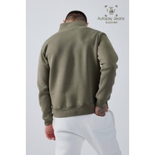 Fermuarlı Dik Yaka Içi Polarlı Erkek Sweatshirt