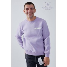 Logo Detaylı Içi Polarlı Bisiklet Yaka Unisex Sweatshirt