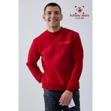 Logo Detaylı Içi Polarlı Bisiklet Yaka Unisex Sweatshirt