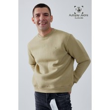 Kabartma Baskıl Bisiklet Yaka Unisex Sweatshirt