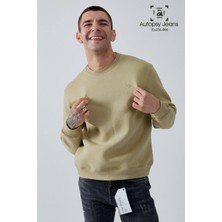 Kabartma Baskıl Bisiklet Yaka Unisex Sweatshirt