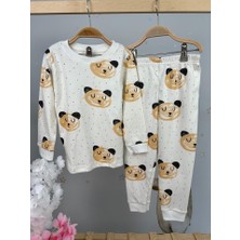 Miny Kids Ayıcık Desen Beyaz Kız Çocuk Pijama Takım