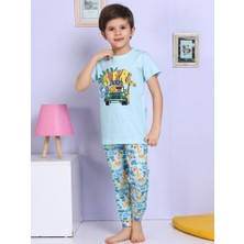 Miny Kids Safari Desenli Turkuaz Pijama Takımı