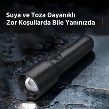 Philips SFL1403 Teleskopik Zoom, 400 Lümen Max Işık Gücü, Sos Modlu Şarj Edilebilir Uzun Menzilli 5W LED El Feneri