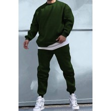 Erkek Bisiklet Yaka Oversize Bol Kalın Eşofman Takımı