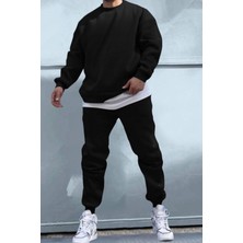 Erkek Bisiklet Yaka Oversize Bol Kalın Eşofman Takımı