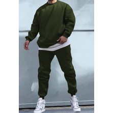 Erkek Bisiklet Yaka Oversize Bol Kalın Eşofman Takımı