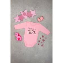 %100 Pamuk Mommy's Girl Yumuşak Baskılı Omuz Çıt Çıt Zıbın