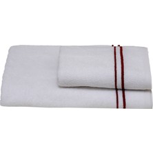 Fortuna Banyo Havlusu 90X150 cm Beyaz- Bordo