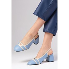 Mio Gusto Bertina Mavi Renk Kalın Topuklu Arkası Açık Kadın Ayakkabı