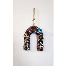BaharEli Nal Formunda, Bakır Çiçek ve Nazarlık Detaylı Kapı, Balkon, Duvar SÜSÜ/12 x 16 cm